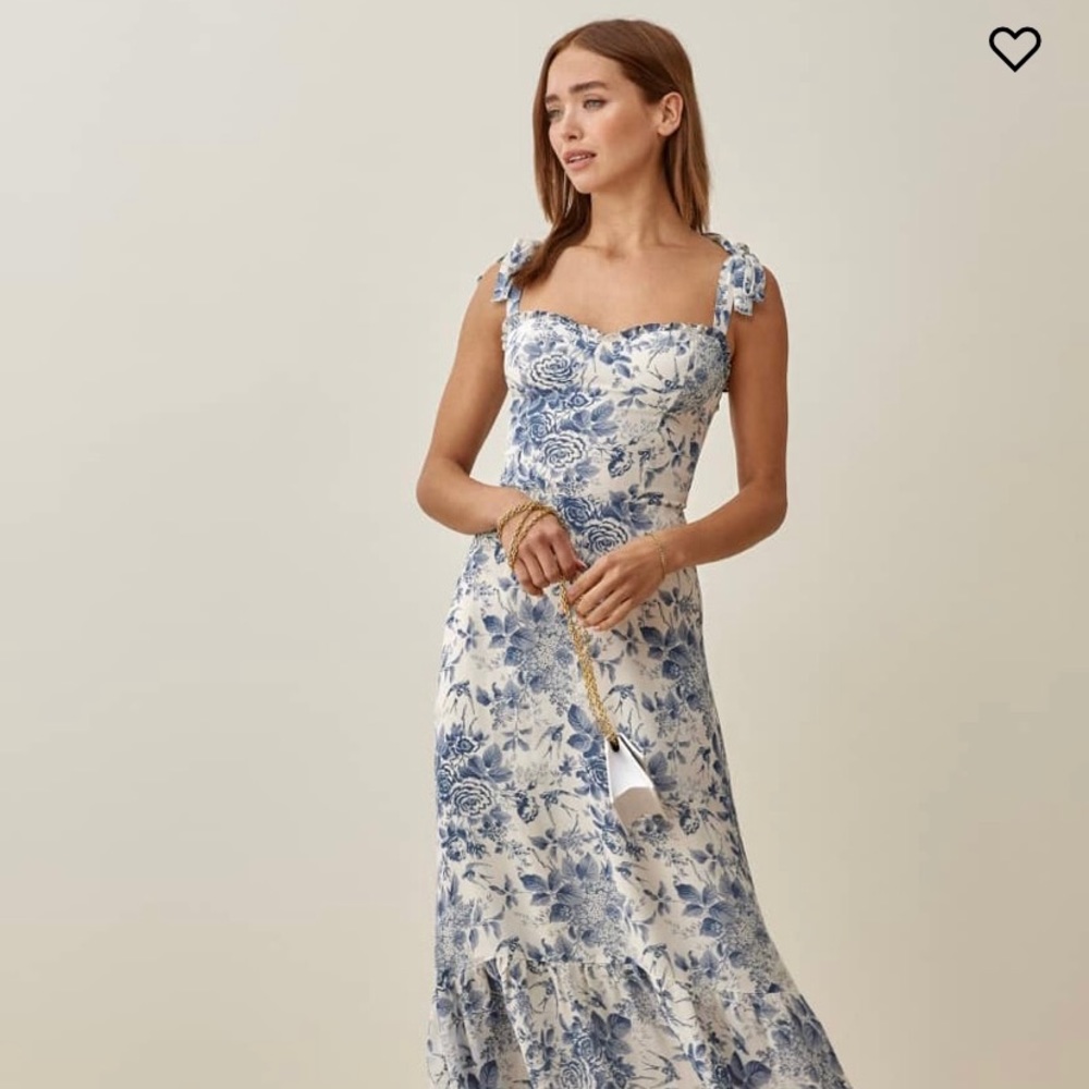 Reformation blue and white dress